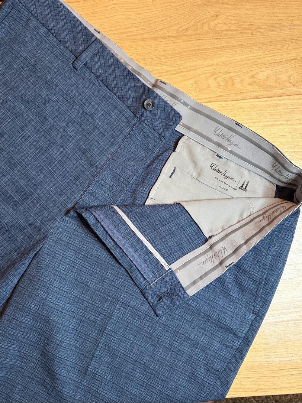 Walter Hagen Navy Plaid Golf Shorts Size 40 100% Polyester